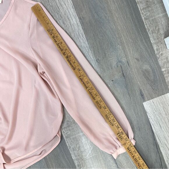 Sans Souci Sheer Split Front Surplus Blouse Blush Pink Small - Picture 13 of 13